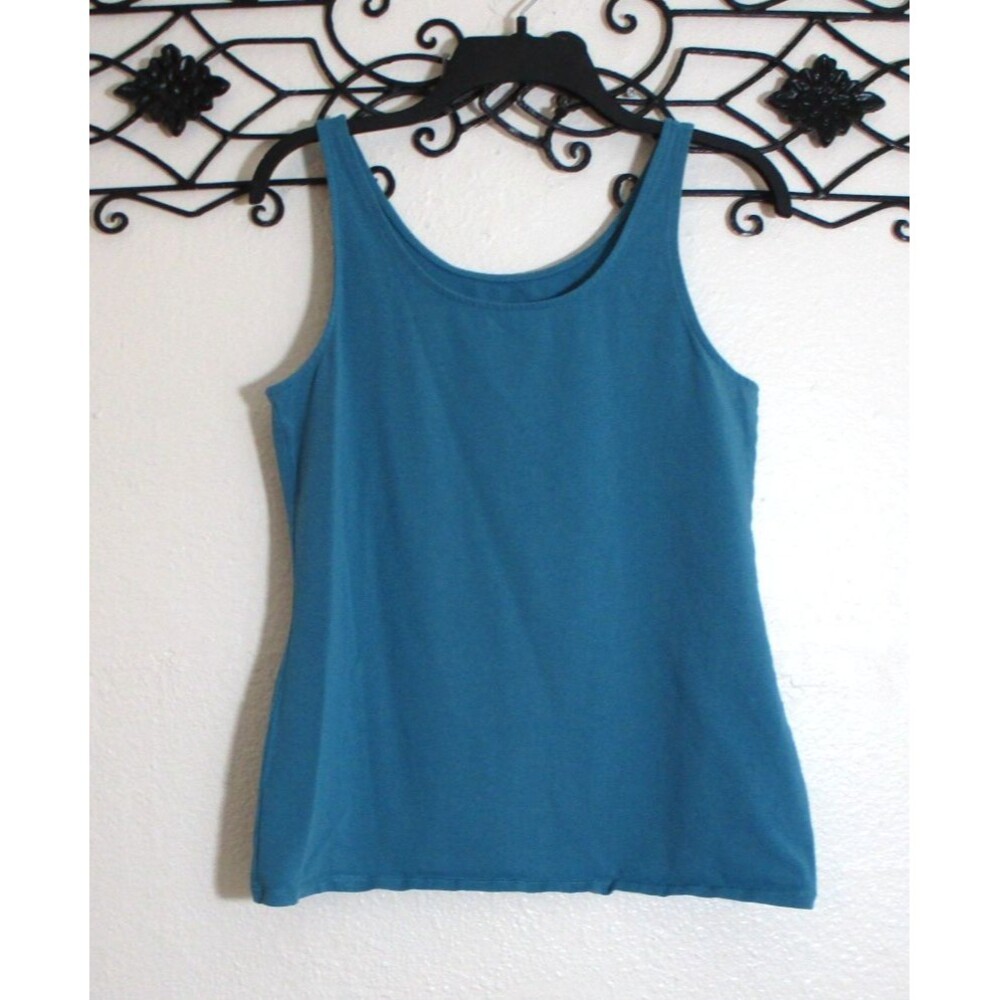 J Jill Women's Knit Top Size M Sleeveless Teal Scoop Neck